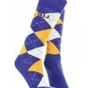 TCK LSU Tigers Argyle Dress Socks NCAA Fanwear Crew Length All Schools
