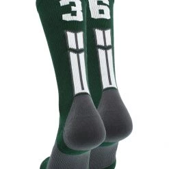 MadSportsStuff Volleyball Socks Dark Green Player ID Custom Number Crew Socks For Basketball Lacrosse Volleyball Boys And Girls