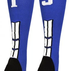 MadSportsStuff Royal Player ID Custom Number Over The Calf Socks For Softball Baseball Football Boys And Girls