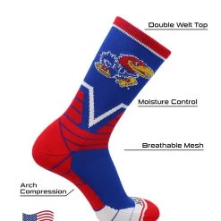 TCK Kansas Jayhawks Socks Victory Crew All Schools