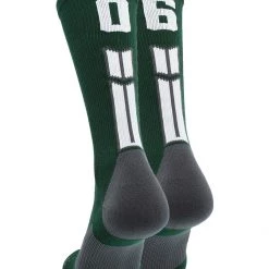 MadSportsStuff Volleyball Socks Dark Green Player ID Custom Number Crew Socks For Basketball Lacrosse Volleyball Boys And Girls