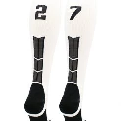 MadSportsStuff White Player ID Custom Number Over The Calf Socks For Softball Baseball Football Boys And Girls