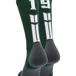 MadSportsStuff Dark Green Player ID Custom Number Crew Socks For Basketball Lacrosse Volleyball Boys And Girls