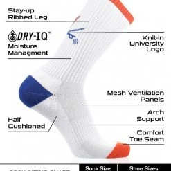 TCK Virginia Cavaliers Socks Basic Crew White Socks All Schools
