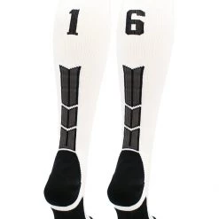 MadSportsStuff White Player ID Custom Number Over The Calf Socks For Softball Baseball Football Boys And Girls Softball Socks