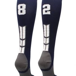 MadSportsStuff Navy Player ID Custom Number Over The Calf Socks For Softball Baseball Football Boys And Girls
