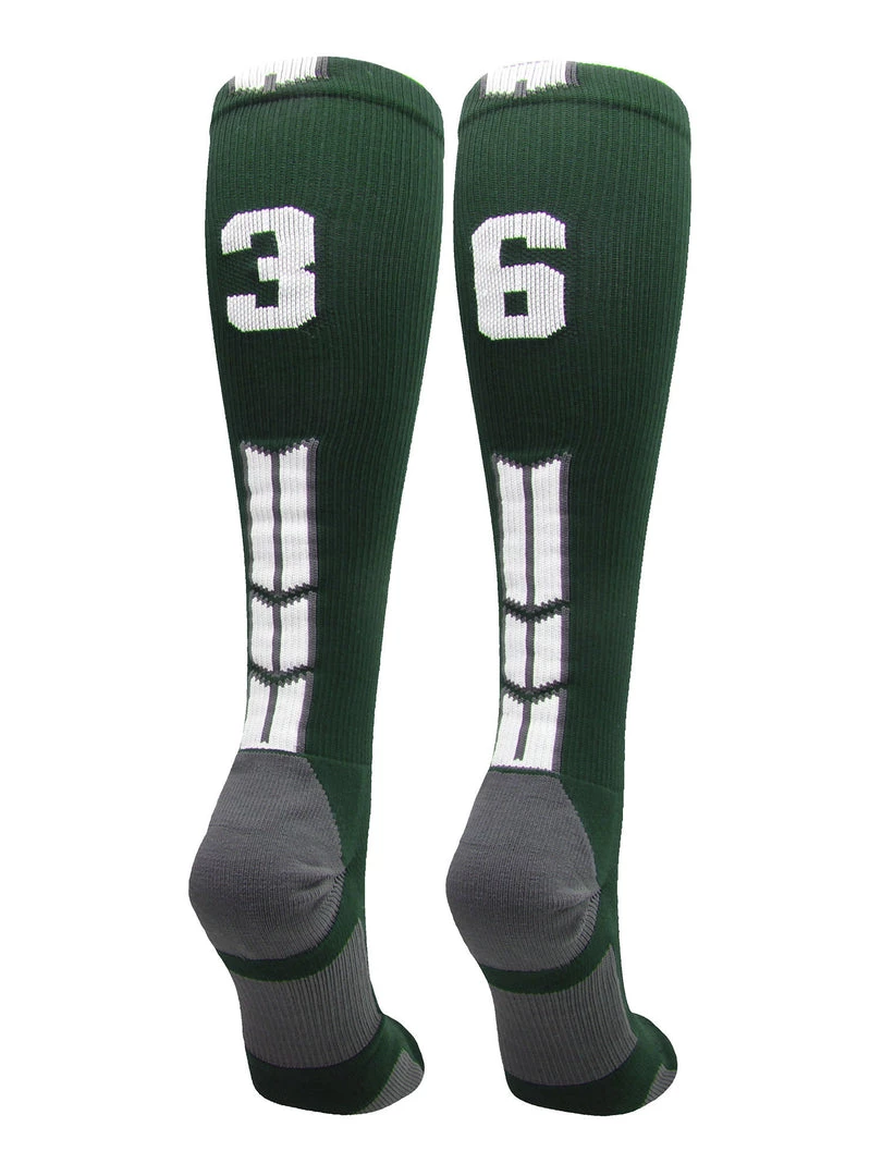 MadSportsStuff Dark Green Player ID Custom Number Over The Calf Socks For Softball Baseball Football Boys And Girls Softball Socks 105 MadSportsStuff Dark Green Player ID Custom Number Over The Calf Socks For Softball Baseball Football Boys And Girls Softball Socks
