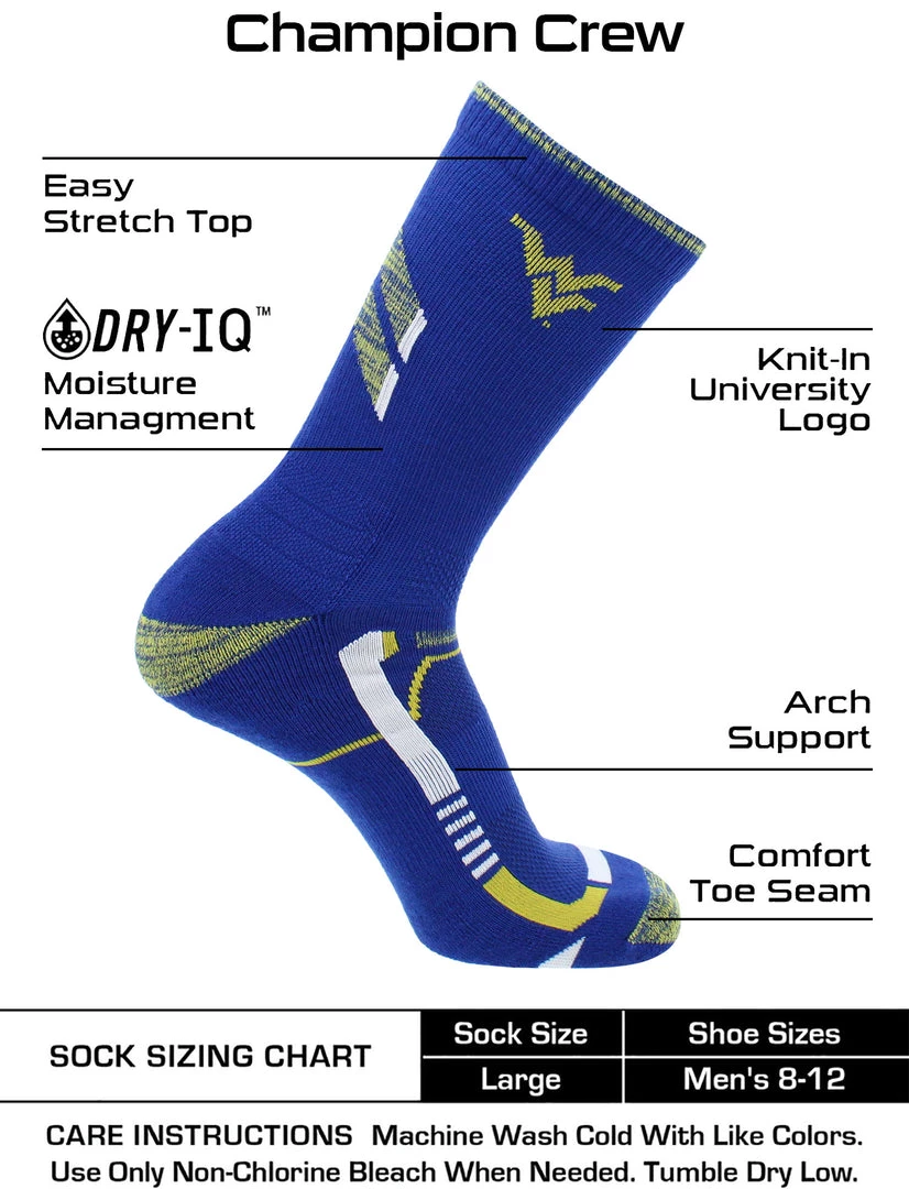 TCK West Virginia Mountaineers Socks West Virginia University Mountaineers Champion Crew Socks 3 TCK West Virginia Mountaineers Socks West Virginia University Mountaineers Champion Crew Socks