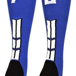 MadSportsStuff Baseball Socks Royal Player ID Custom Number Over The Calf Socks For Softball Baseball Football Boys And Girls