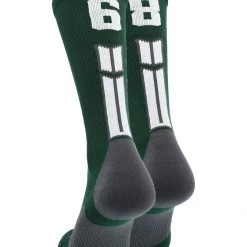 MadSportsStuff Volleyball Socks Dark Green Player ID Custom Number Crew Socks For Basketball Lacrosse Volleyball Boys And Girls