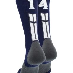 MadSportsStuff Volleyball Socks Navy Player ID Custom Number Crew Socks For Basketball Lacrosse Volleyball Boys And Girls