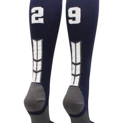 MadSportsStuff Navy Player ID Custom Number Over The Calf Socks For Softball Baseball Football Boys And Girls