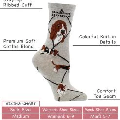 WHD Crazy Socks - Crew Basset Hound Socks For Women Gift For Dog Lovers