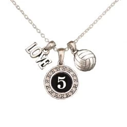 MadSportsStuff Jewelry Girls Volleyball Necklace With Jersey Number (Available In 39 Numbers)
