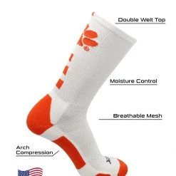TCK Clemson Tigers Socks Baseline Crew All Schools
