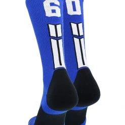 MadSportsStuff Royal Player ID Custom Number Crew Socks For Basketball Lacrosse Volleyball Boys And Girls