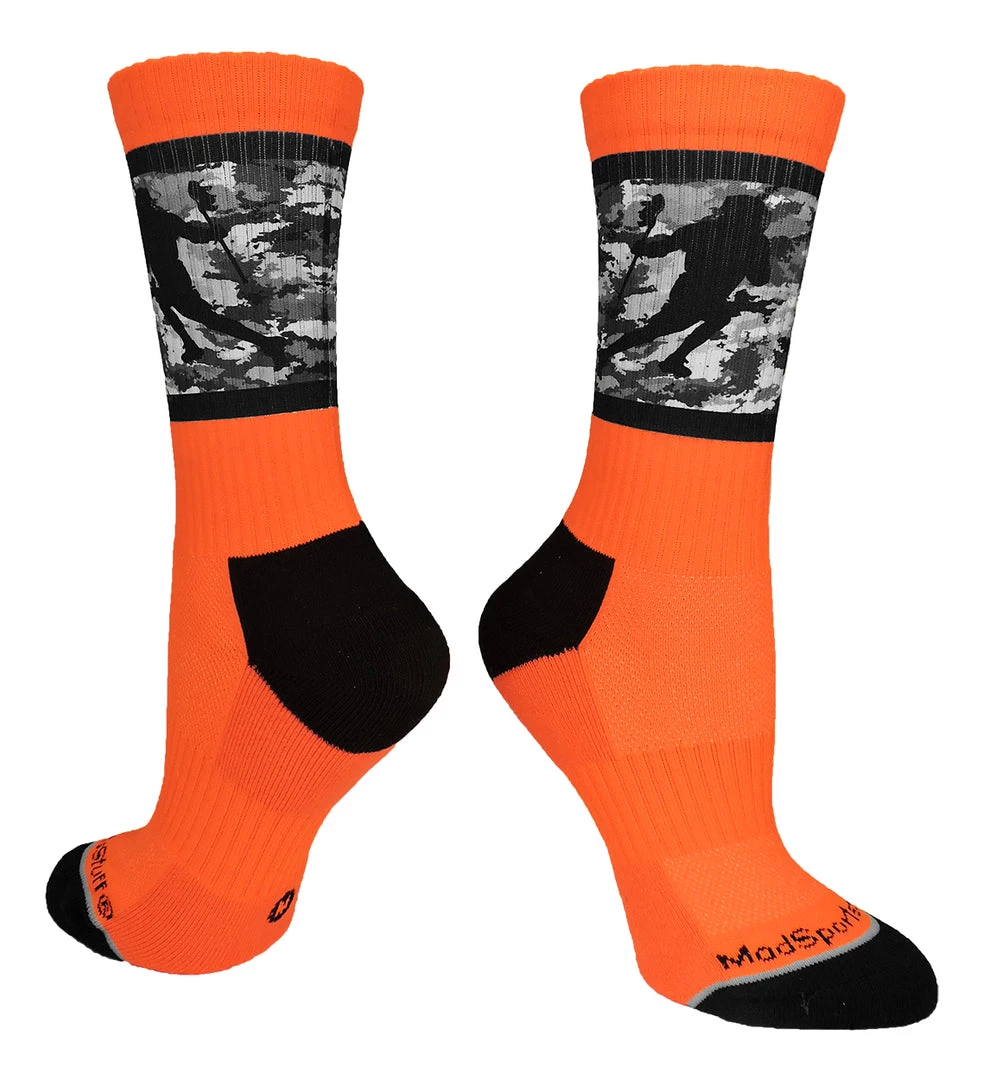 MadSportsStuff Lacrosse Socks With Player On Camo Background Crew Socks (multiple Colors) 8 MadSportsStuff Lacrosse Socks With Player On Camo Background Crew Socks (multiple Colors)