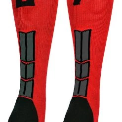 MadSportsStuff Red And Black Player ID Custom Number Over The Calf Socks For Softball Baseball Football Boys And Girls Baseball Socks 208 MadSportsStuff Red And Black Player ID Custom Number Over The Calf Socks For Softball Baseball Football Boys And Girls Baseball Socks