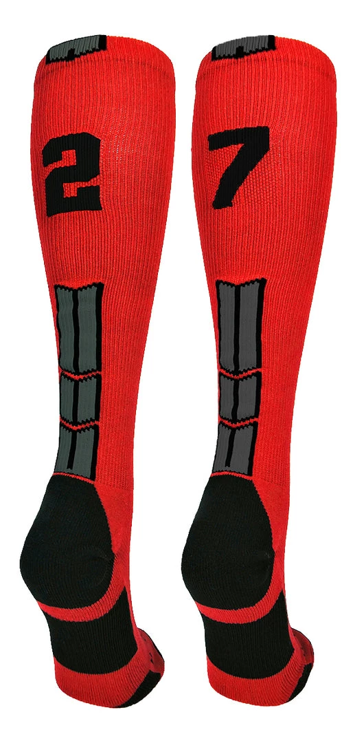 MadSportsStuff Red And Black Player ID Custom Number Over The Calf Socks For Softball Baseball Football Boys And Girls Baseball Socks 103 MadSportsStuff Red And Black Player ID Custom Number Over The Calf Socks For Softball Baseball Football Boys And Girls Baseball Socks