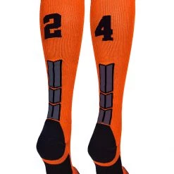 MadSportsStuff Softball Socks Orange And Black Player ID Custom Number Over The Calf Socks For Softball Baseball Football Boys And Girls 186 MadSportsStuff Softball Socks Orange And Black Player ID Custom Number Over The Calf Socks For Softball Baseball Football Boys And Girls