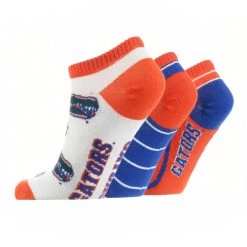 TCK All Schools Florida Gators No Show Socks Full Field 3 Pack