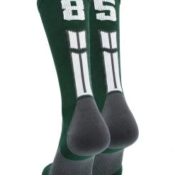 MadSportsStuff Dark Green Player ID Custom Number Crew Socks For Basketball Lacrosse Volleyball Boys And Girls