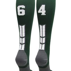 MadSportsStuff Dark Green Player ID Custom Number Over The Calf Socks For Softball Baseball Football Boys And Girls Softball Socks