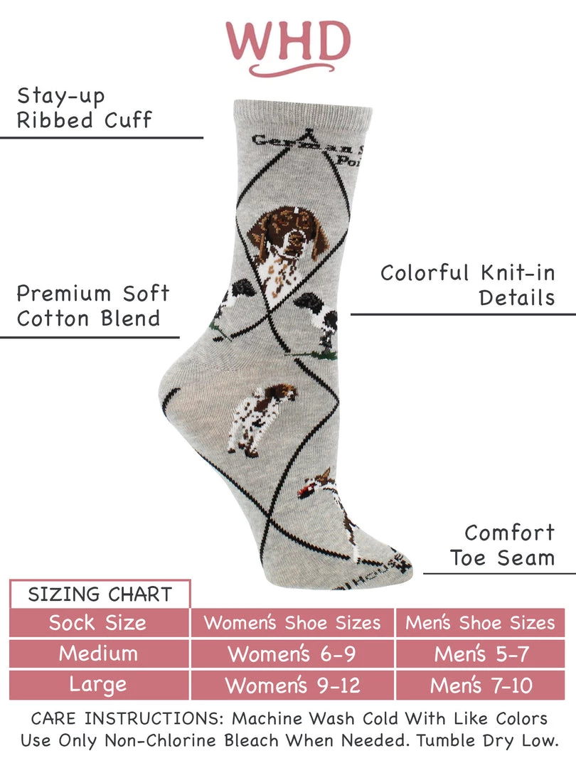 WHD German Shorthaired Pointer Socks For Women Gift For Dog Lovers Crazy Socks - Crew 3 WHD German Shorthaired Pointer Socks For Women Gift For Dog Lovers Crazy Socks - Crew
