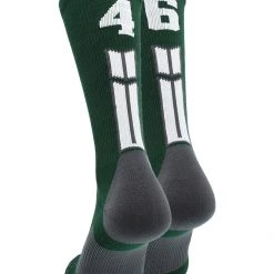 MadSportsStuff Dark Green Player ID Custom Number Crew Socks For Basketball Lacrosse Volleyball Boys And Girls
