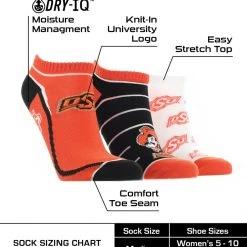 TCK Oklahoma State Cowboys No Show Socks Full Field 3 Pack All Schools