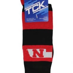 TCK All Schools Nebraska Cornhuskers Socks Game Day Striped Crew Socks