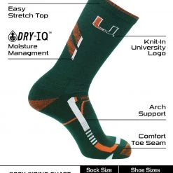 TCK Miami Hurricanes Socks University Of Miami Hurricanes Champion Crew Socks All Schools