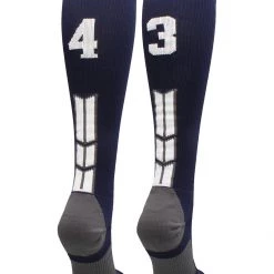 MadSportsStuff Navy Player ID Custom Number Over The Calf Socks For Softball Baseball Football Boys And Girls