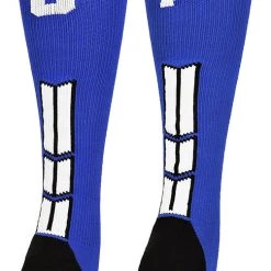 MadSportsStuff Royal Player ID Custom Number Over The Calf Socks For Softball Baseball Football Boys And Girls