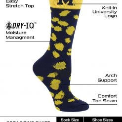 TCK All Schools Michigan Wolverines Socks Womens Savage Crew Socks