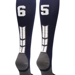 MadSportsStuff Navy Player ID Custom Number Over The Calf Socks For Softball Baseball Football Boys And Girls Softball Socks