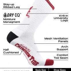 TCK Alabama Crimson Tide Socks Basic Crew White Socks All Schools