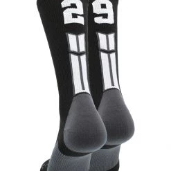 MadSportsStuff Black Player ID Custom Number Crew Socks For Basketball Lacrosse Volleyball Boys And Girls