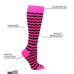 TCK Softball Socks Krazisox Chevron Striped Over The Calf Socks