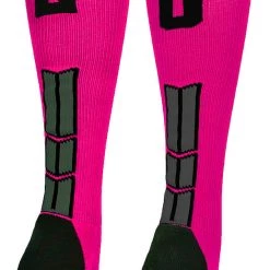 MadSportsStuff Baseball Socks Neon Pink And Black Player ID Custom Number Over The Calf Socks For Softball Baseball Football Boys And Girls