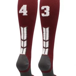 MadSportsStuff Maroon Player ID Custom Number Over The Calf Socks For Softball Baseball Football Boys And Girls Softball Socks