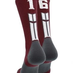 MadSportsStuff Maroon Player ID Custom Number Crew Socks For Basketball Lacrosse Volleyball Boys And Girls Volleyball Socks