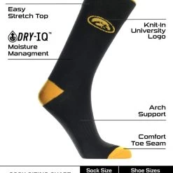 TCK All Schools Iowa Hawkeyes Dress Socks Dean's List Crew Length Socks