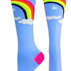 MadSportsStuff Neon Rainbow Clouds Over The Calf Athletic Socks
