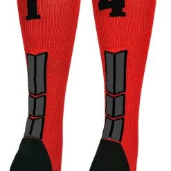 MadSportsStuff Red And Black Player ID Custom Number Over The Calf Socks For Softball Baseball Football Boys And Girls Baseball Socks 170 MadSportsStuff Red And Black Player ID Custom Number Over The Calf Socks For Softball Baseball Football Boys And Girls Baseball Socks