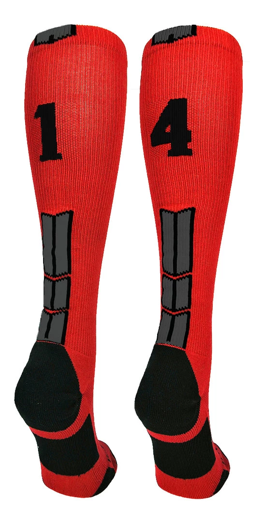 MadSportsStuff Red And Black Player ID Custom Number Over The Calf Socks For Softball Baseball Football Boys And Girls Baseball Socks 65 MadSportsStuff Red And Black Player ID Custom Number Over The Calf Socks For Softball Baseball Football Boys And Girls Baseball Socks