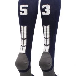 MadSportsStuff Navy Player ID Custom Number Over The Calf Socks For Softball Baseball Football Boys And Girls