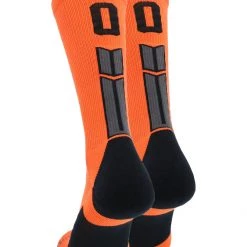 MadSportsStuff Orange And Black Player ID Custom Number Crew Socks For Basketball Lacrosse Volleyball Boys And Girls