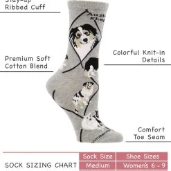 WHD Australian Shepherd Socks For Women Gift For Dog Lovers Crazy Socks - Crew