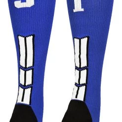 MadSportsStuff Royal Player ID Custom Number Over The Calf Socks For Softball Baseball Football Boys And Girls